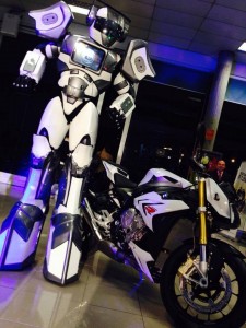 Robot Ted Audionetworks 8feet tallwith his motorbike